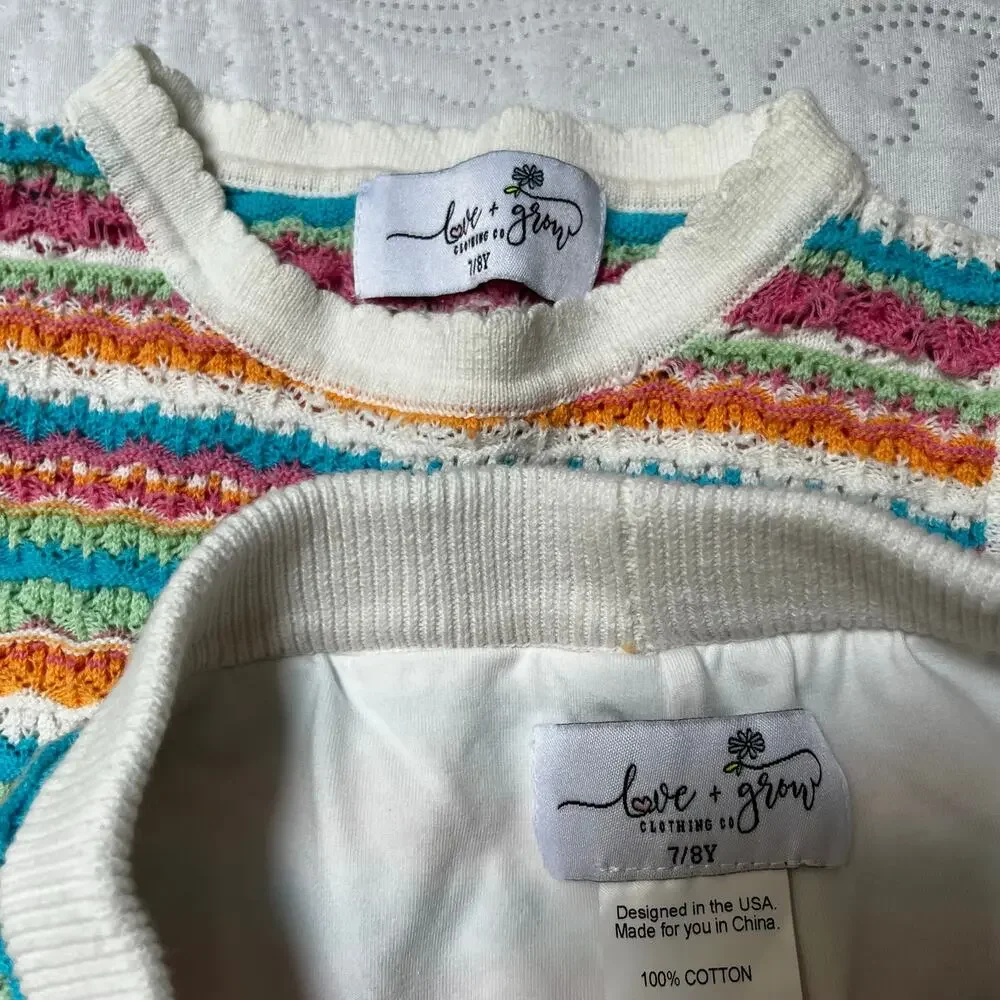 Love & Grow Retro Stripe Knit Tank Set Size 7/8